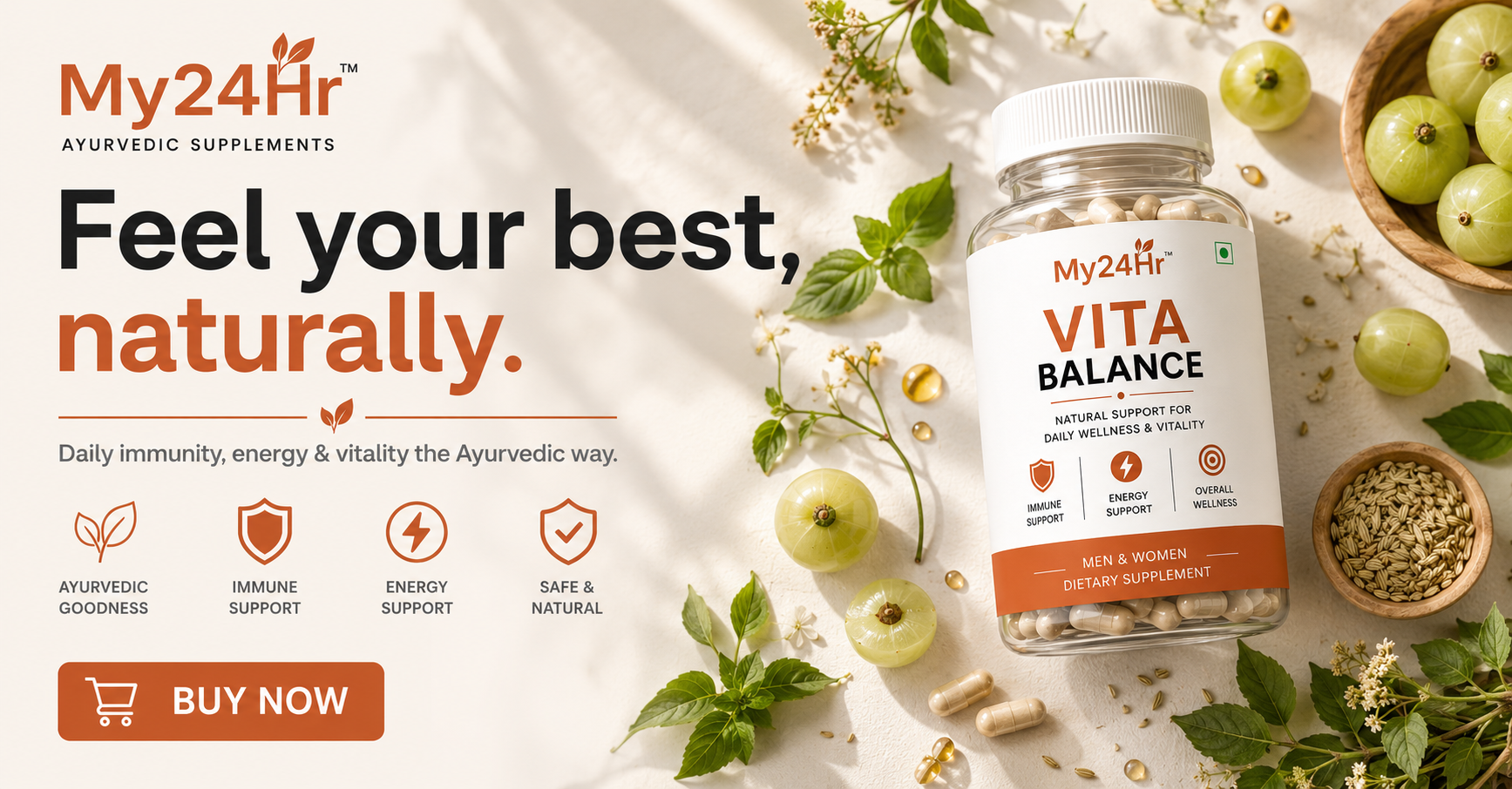 Vita Balance – Ayurvedic Daily Wellness, Immunity & Energy Capsules | My24Hr